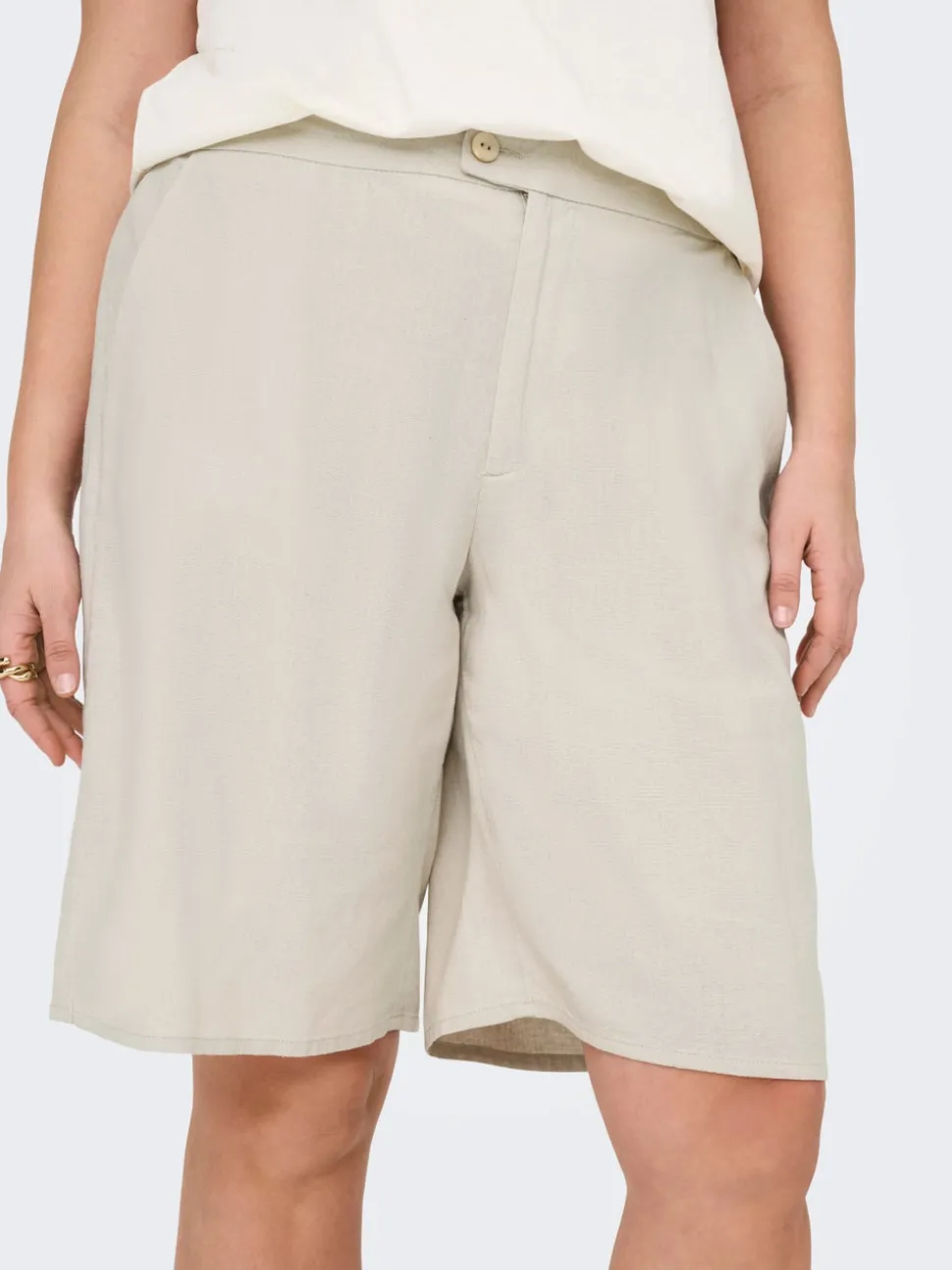 CARCARO Vita alta Regular Fit Lino Bermuda