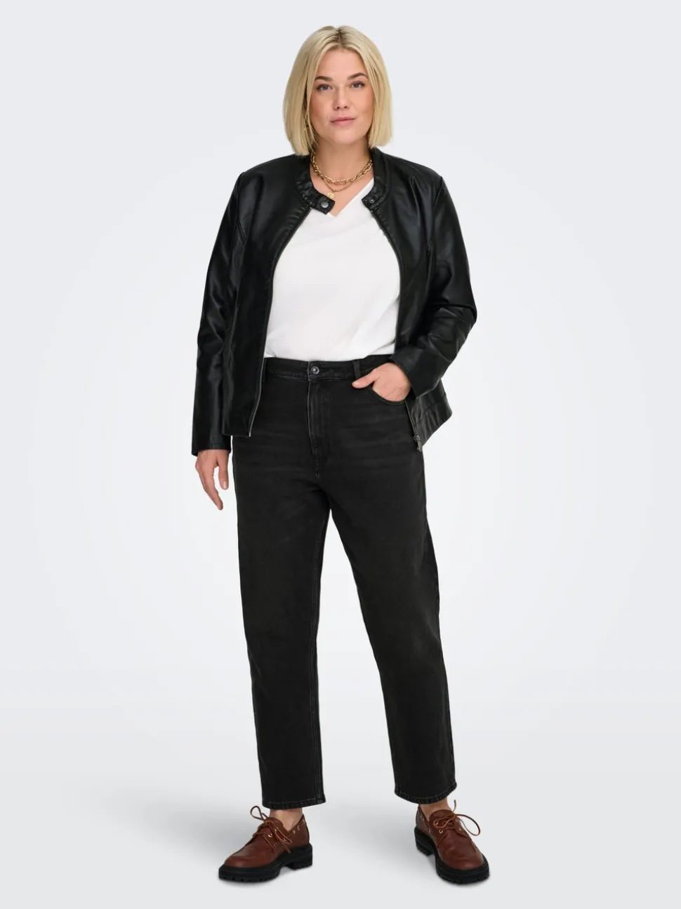 CAREMILY Vita alta Straight Fit Lunghezza alla caviglia Jeans