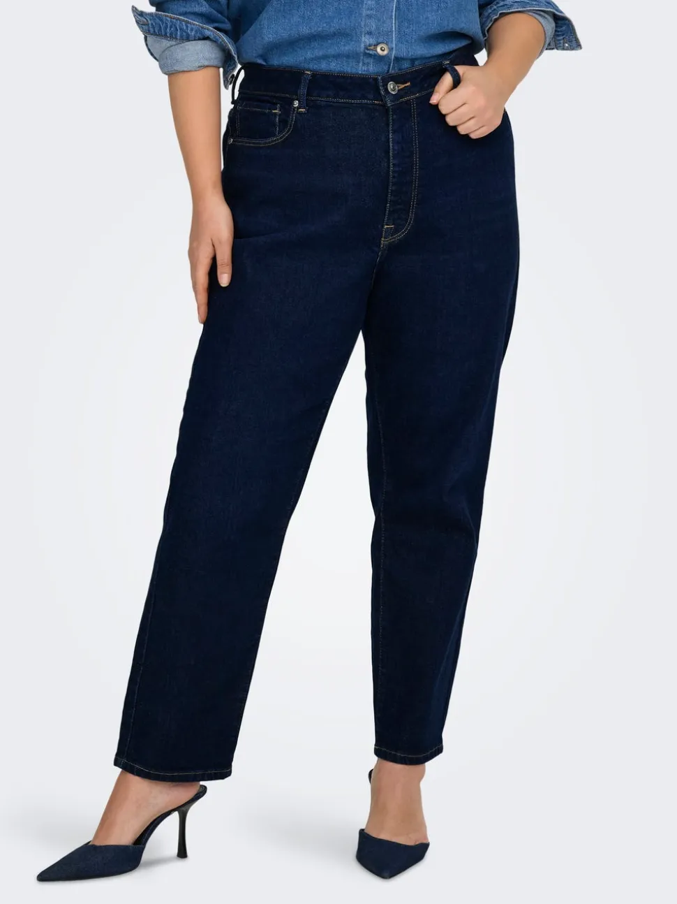 CAREMILY Vita alta Straight Fit Lunghezza alla caviglia Jeans