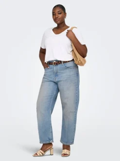 CARFRANKIE Vita alta Barrel fit Lunghezza alla caviglia Jeans