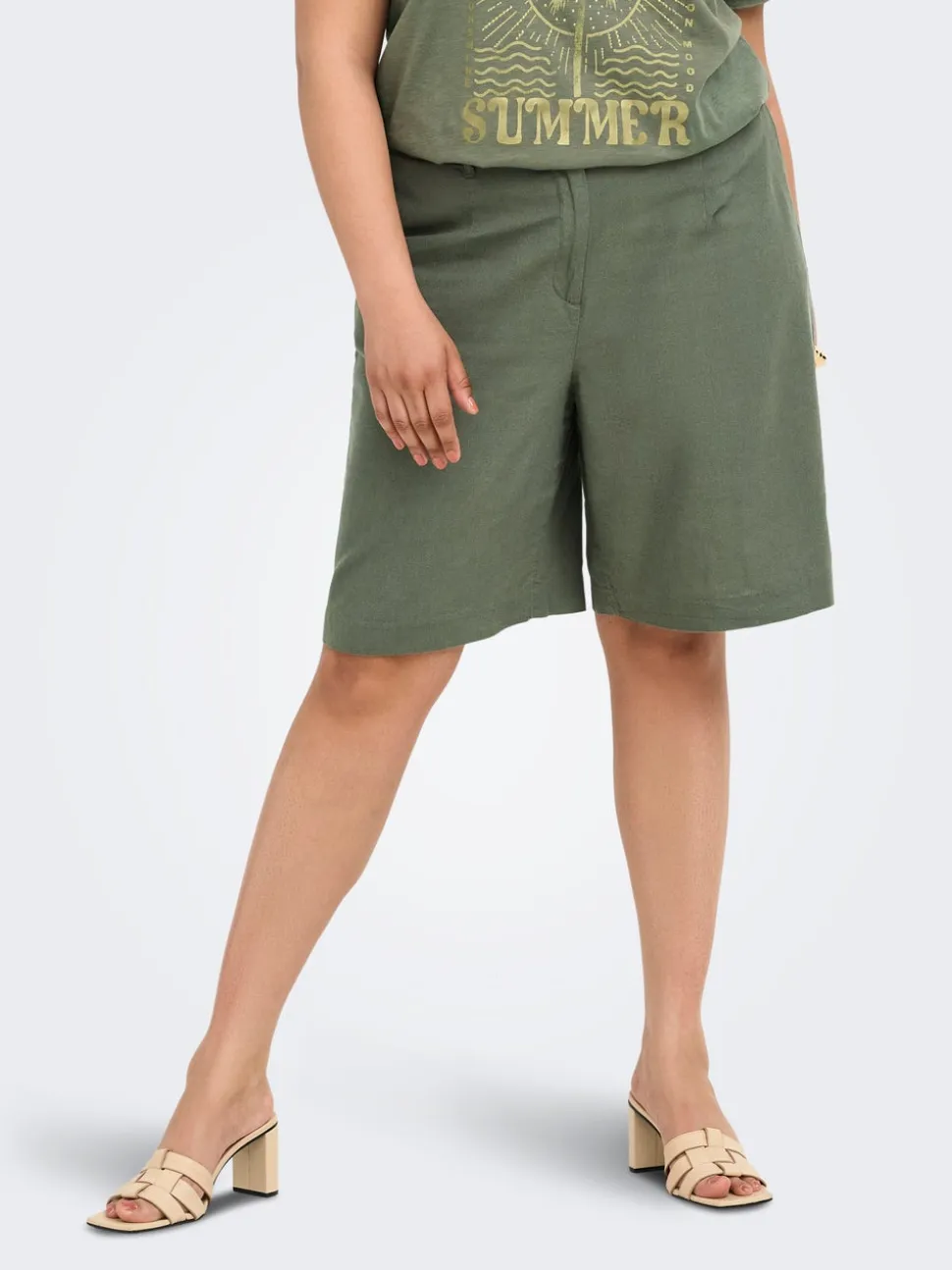 CARGOA Loose Fit Lino Bermuda formali