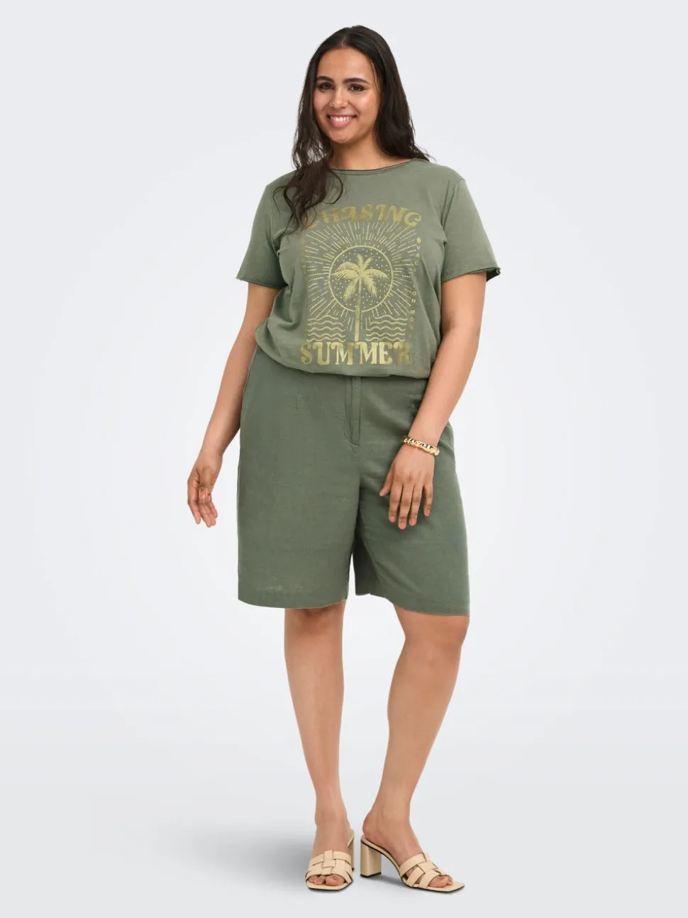 CARGOA Loose Fit Lino Bermuda formali