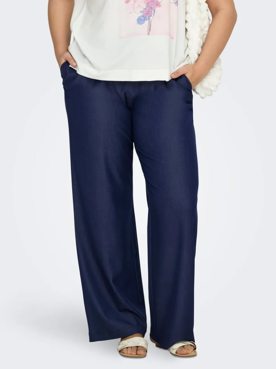 CARIRIA Wide Leg Fit Lino Pantaloni a gamba larga