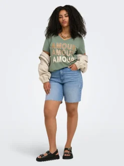 CARTOKYO Vita alta Regular Fit Bermuda in jeans