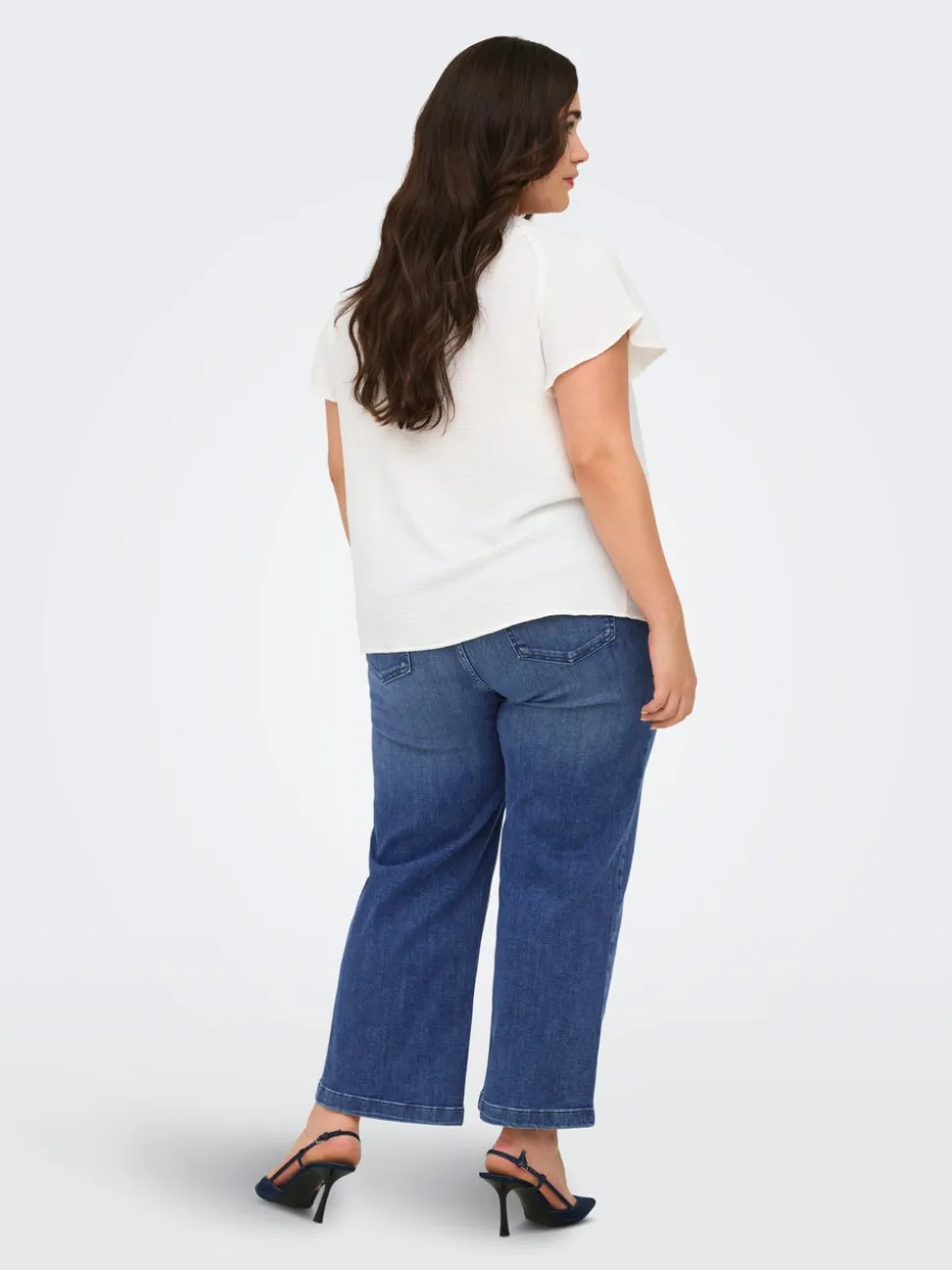CARWILLY Vita alta Wide Leg Fit Cropped Jeans