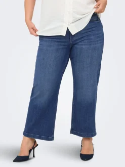 CARWILLY Vita alta Wide Leg Fit Cropped Jeans