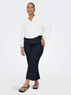 CARWILLY Vita alta Wide Leg Fit Cropped Jeans