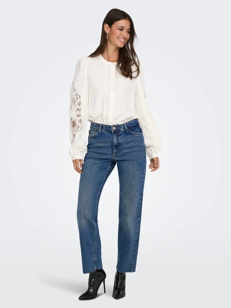 JDYLULLU Vita alta Straight Fit Lunghezza alla caviglia Jeans