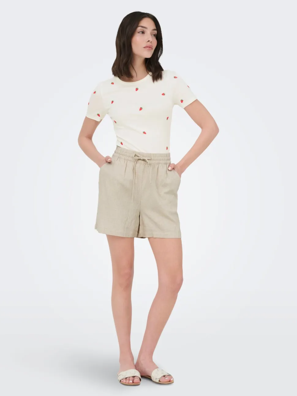 JDYSAY Vita alta Regular Fit Lino Bermuda