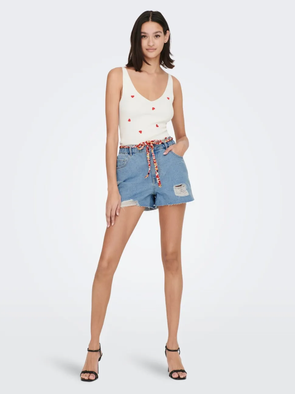 JDYZIGGA Vita alta Loose Fit Bermuda in jeans