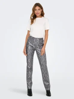 ONLAZULA Straight Fit Pantaloni in finta pelle