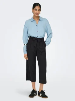 ONLCARO Cropped Fit Lino Pantaloni a gamba larga