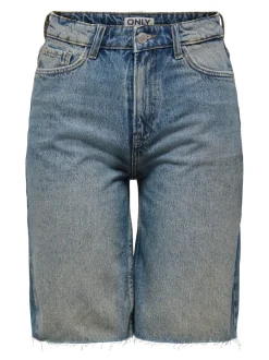 ONLCARO Vita alta Loose Fit Bermuda in jeans