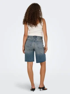 ONLCARO Vita alta Loose Fit Bermuda in jeans
