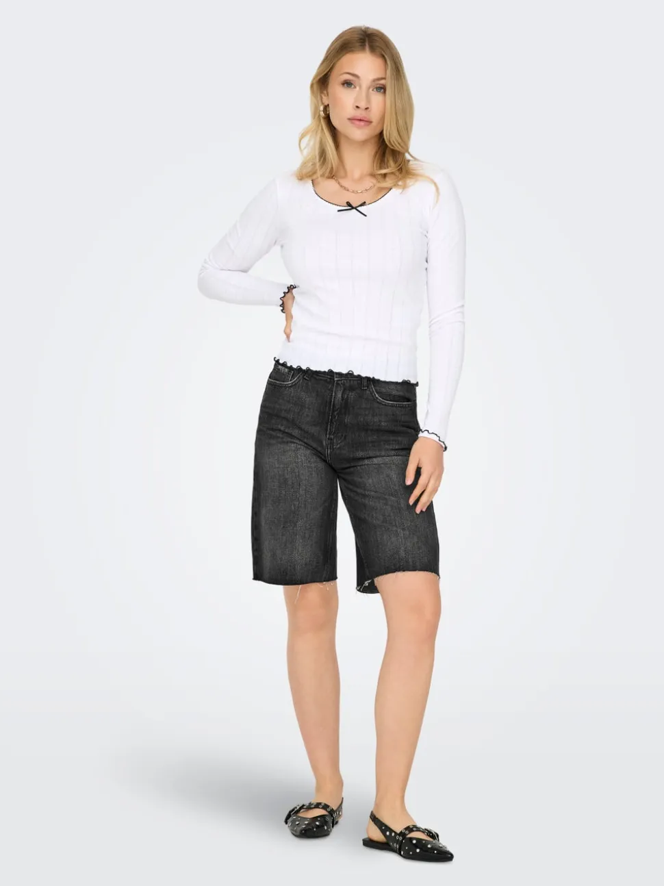 ONLCARO Vita media Loose Fit Bermuda in jeans