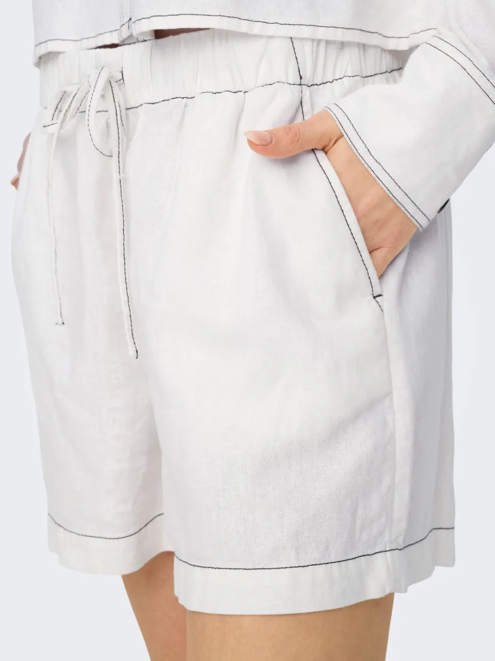 ONLCARO Vita media Regular Fit Lino Bermuda