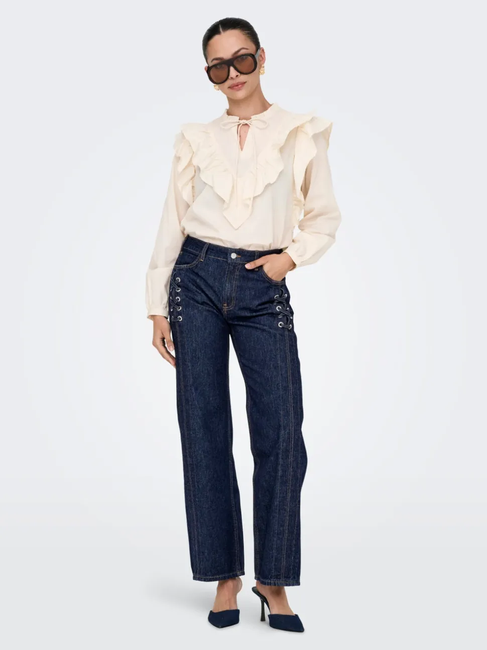 ONLCOBAIN Vita media Wide Leg Fit Jeans