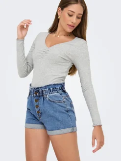 ONLCUBA Vita alta Relaxed Fit Bermuda in jeans