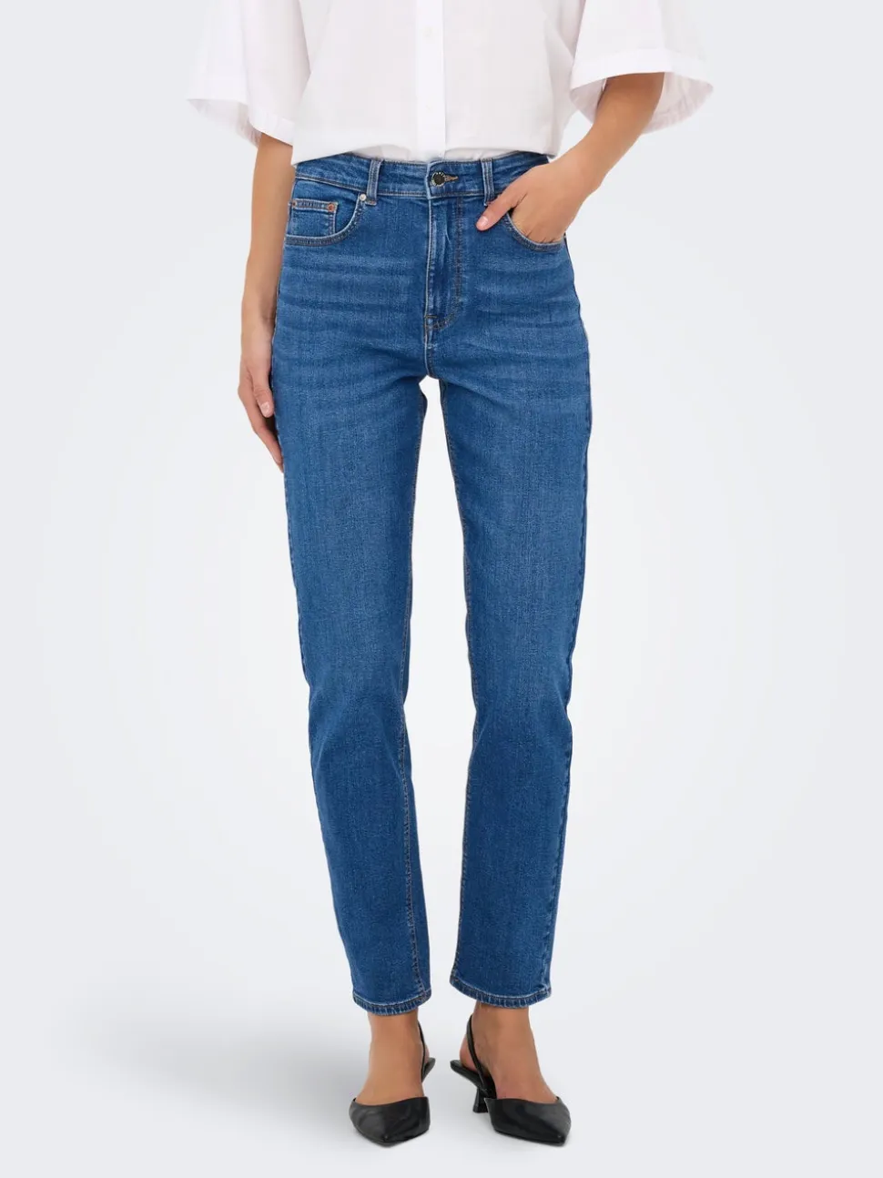 ONLEMEL Vita alta Straight Fit Lunghezza alla caviglia Jeans