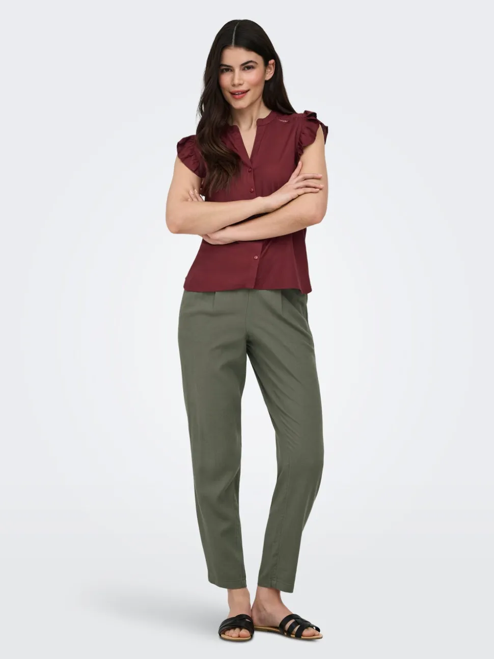 ONLGOA-POPTRASH Comfort Fit Lino Pantaloni