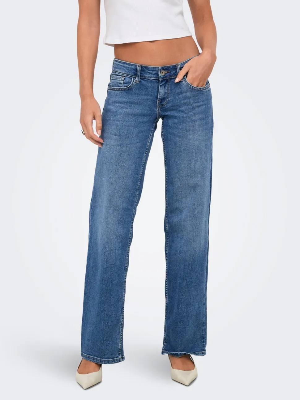 ONLJULLES Vita molto bassa Wide Leg Fit Jeans
