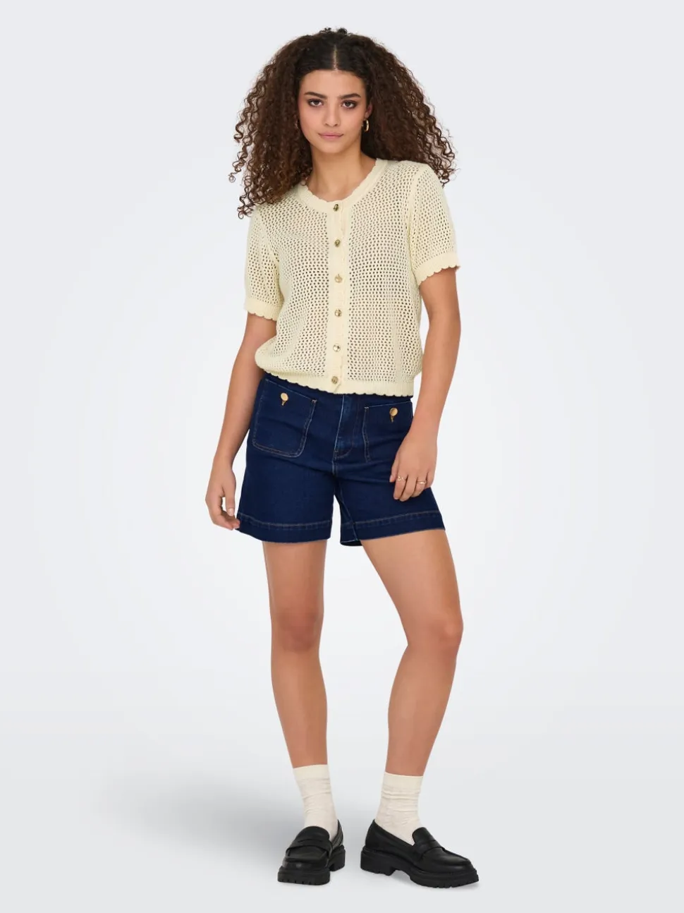 ONLMADELINE Vita alta Regular Fit Bermuda in jeans