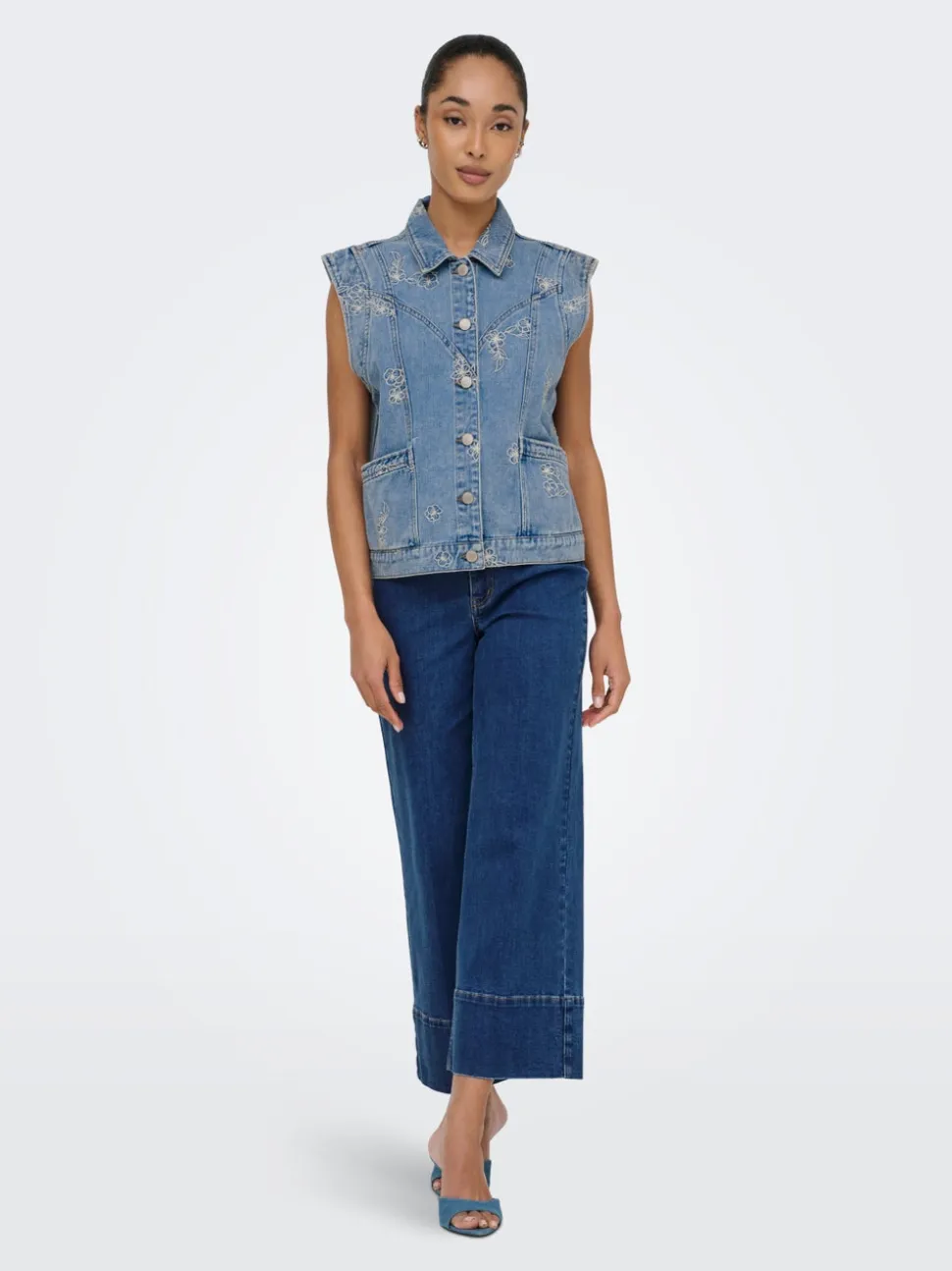 ONLMADISON Vita alta Wide Leg Fit Cropped Jeans
