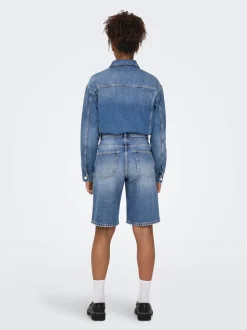 ONLMATE Vita media Baggy Fit Bermuda in jeans