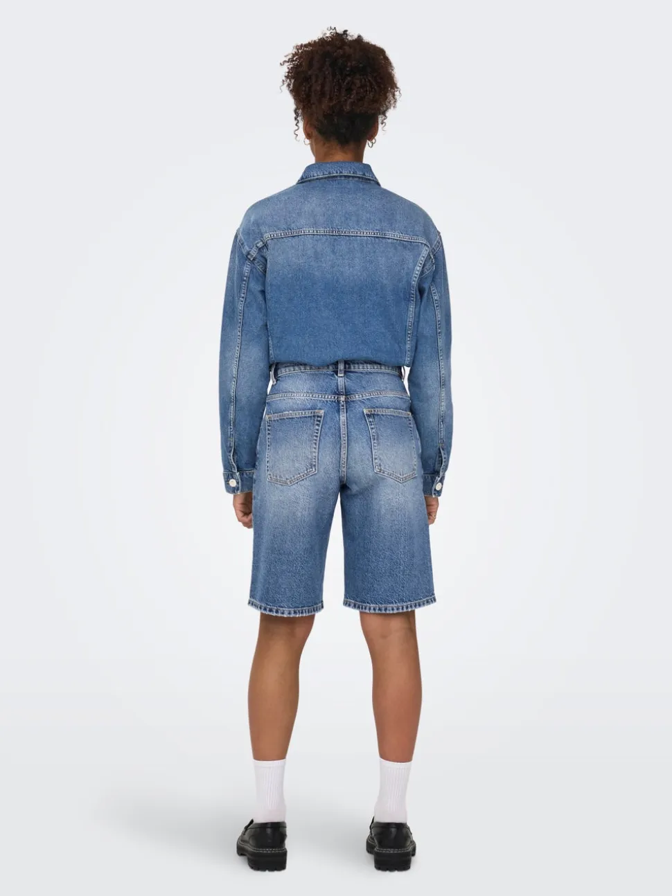 ONLMATE Vita media Baggy Fit Bermuda in jeans