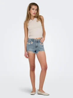 ONLPACY Vita alta Regular Fit Bermuda in jeans