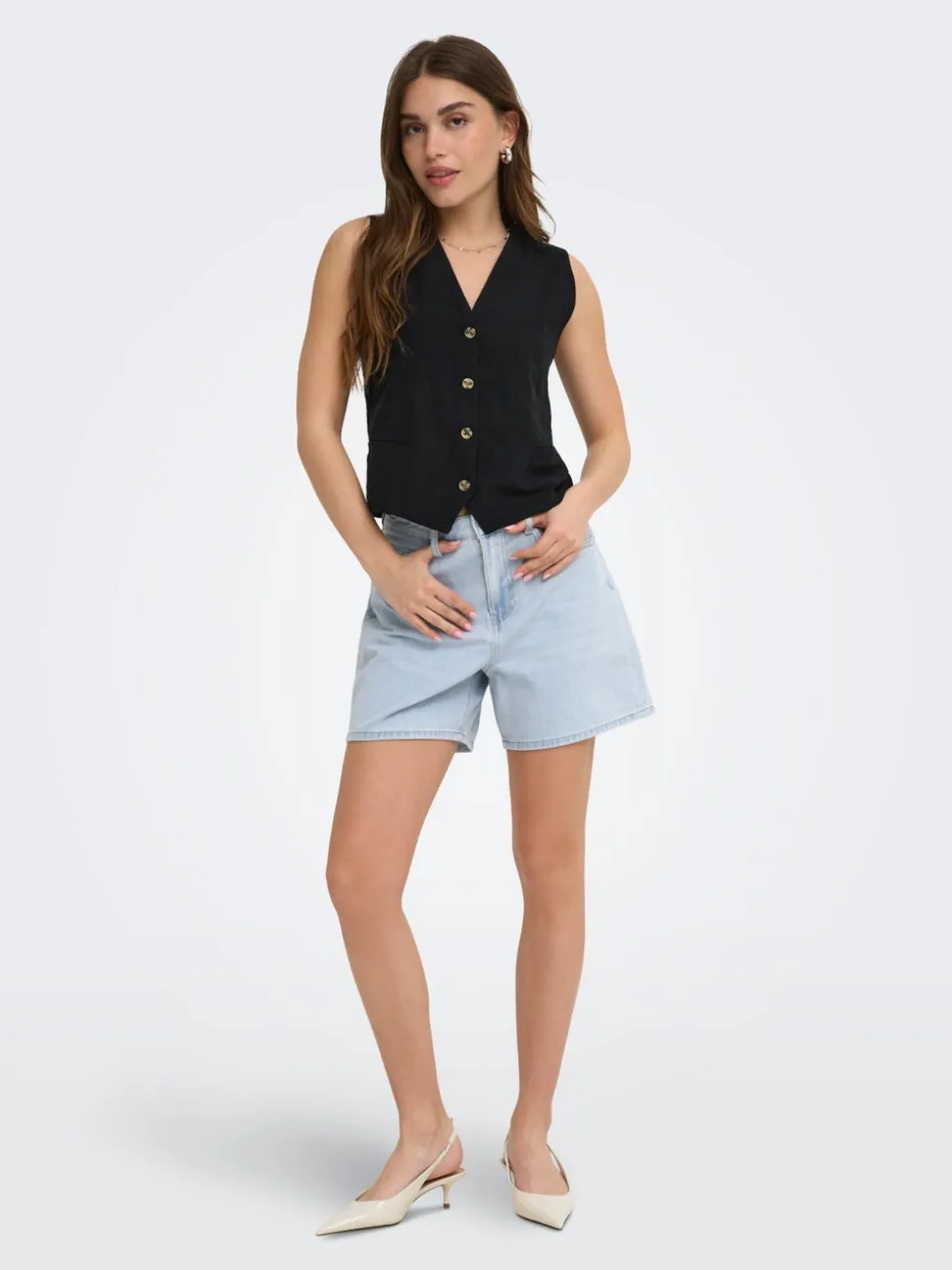 ONLPHINE Vita alta Regular Fit Bermuda in jeans