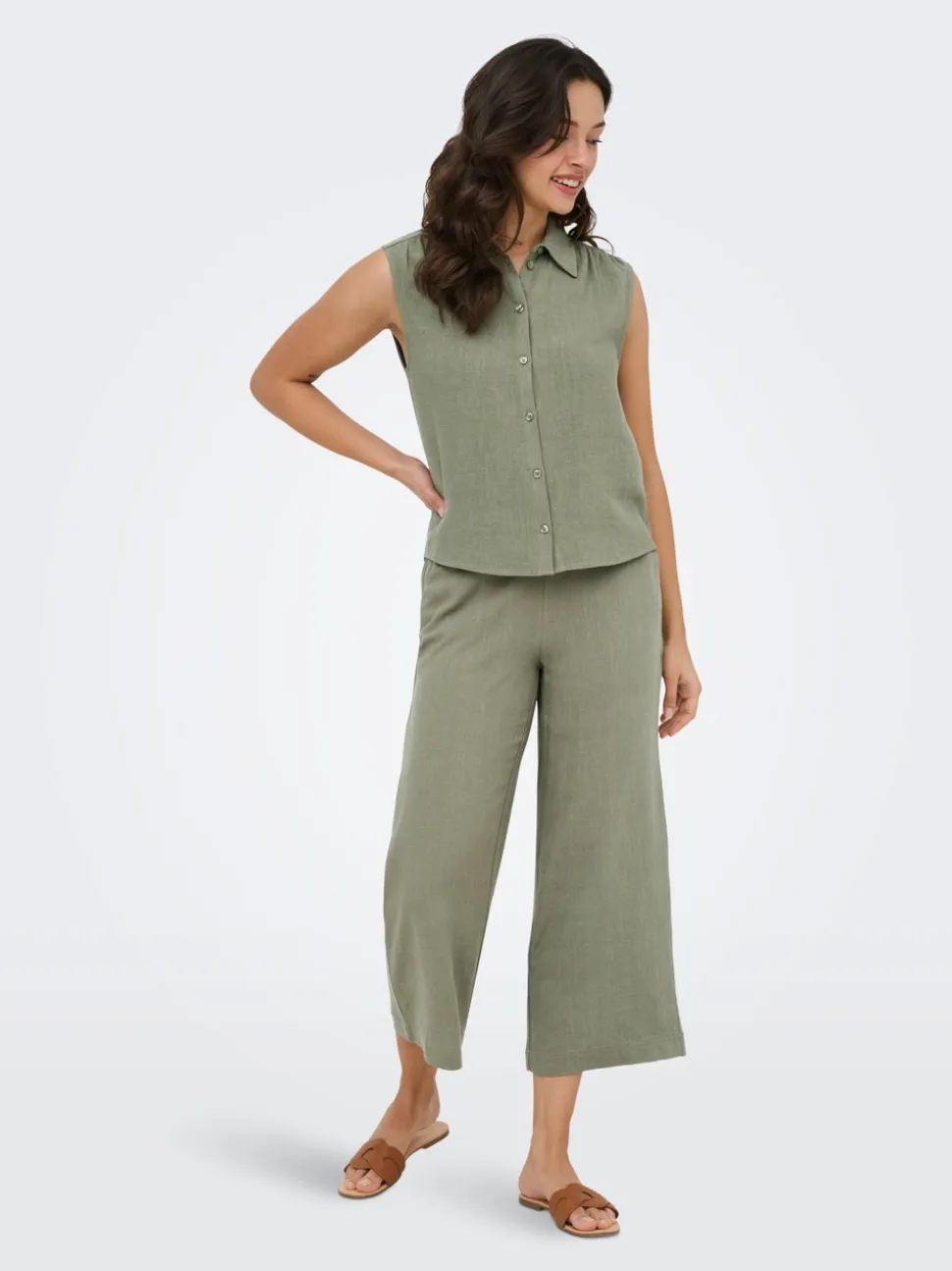 ONLSIESTA Cropped Fit Lino Pantaloni culotte