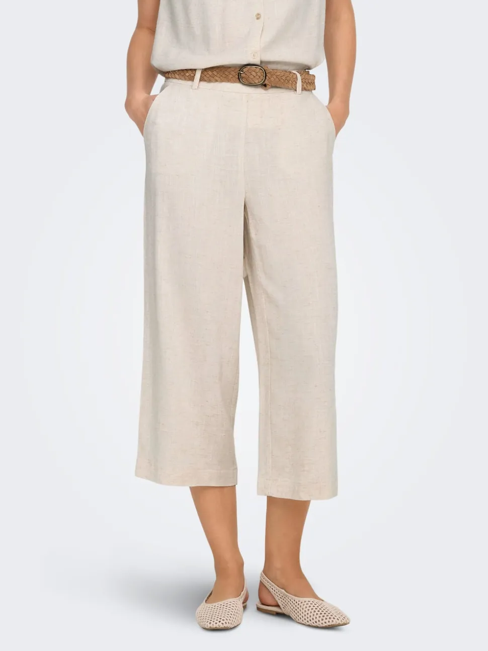 ONLSIESTA Cropped Fit Lino Pantaloni culotte