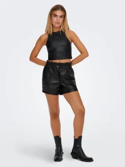ONLSTEPHANIE Regular Fit Pantaloncini in finta pelle