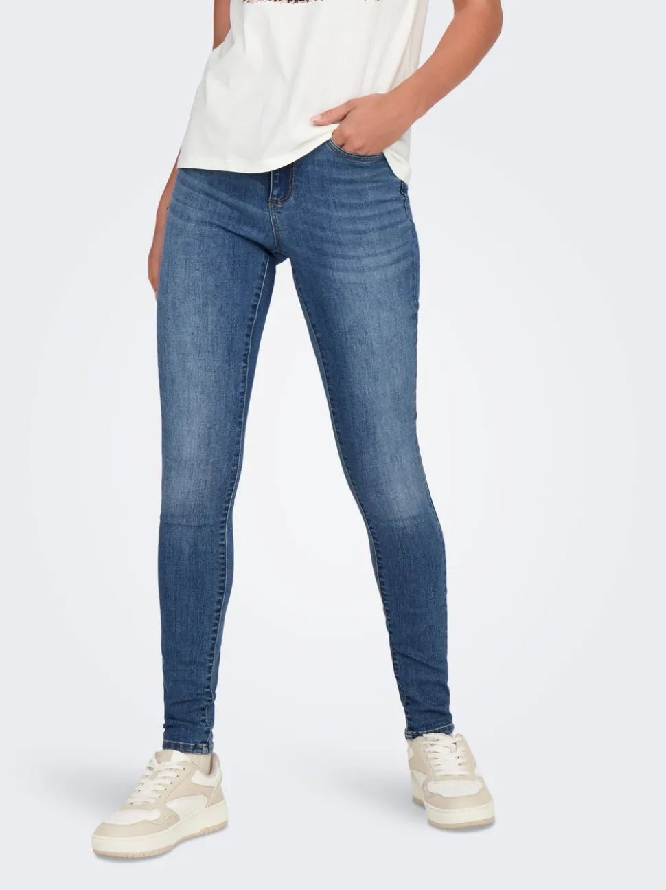 ONLWAUW Vita media Skinny Fit Jeans