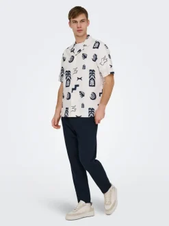 ONSLEO Tapered Fit - Cropped Lino Pantaloni chino